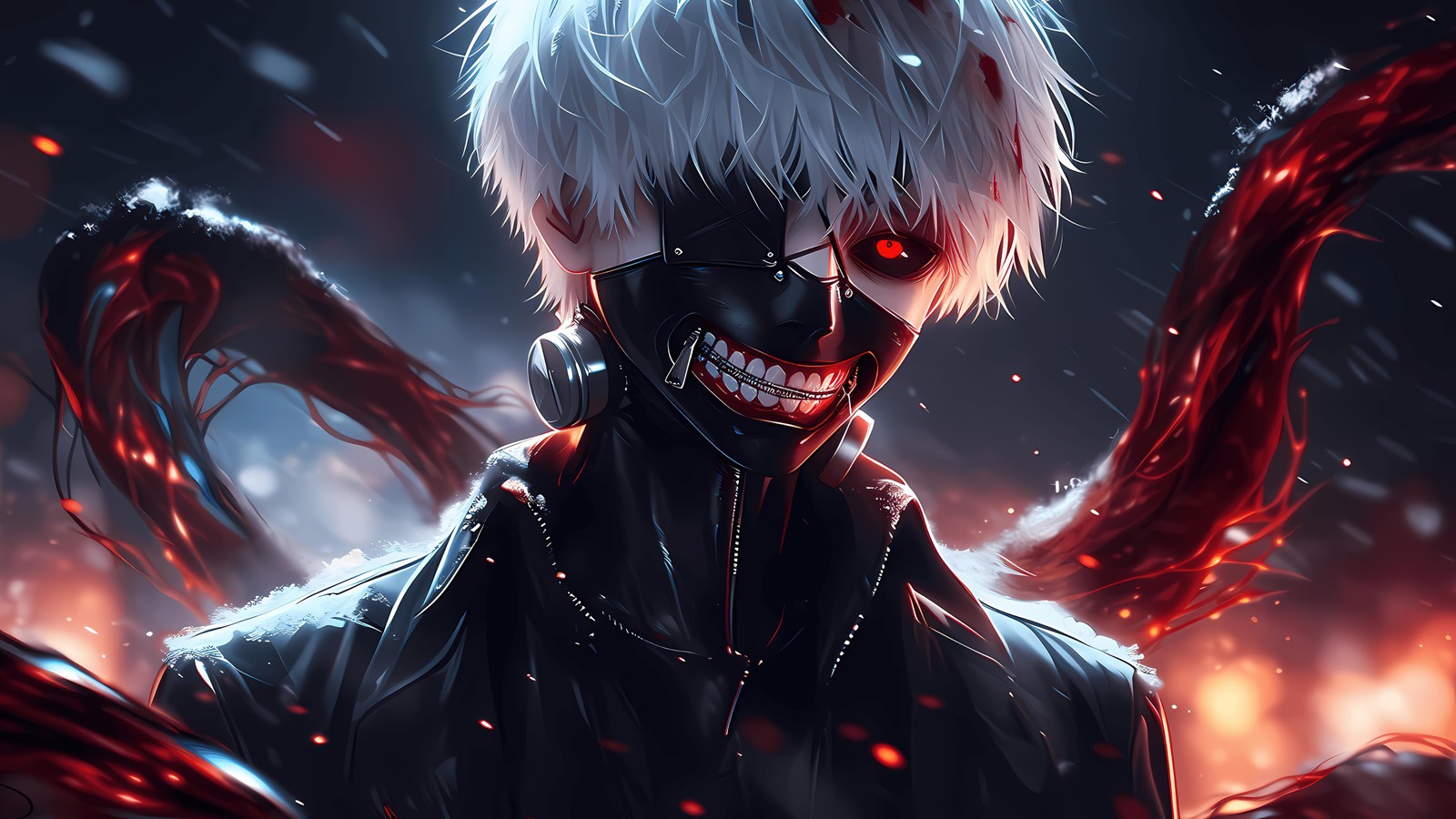 Скачать обои искусство ии, ai art, токийский гуль, tokyo ghoul, 5k