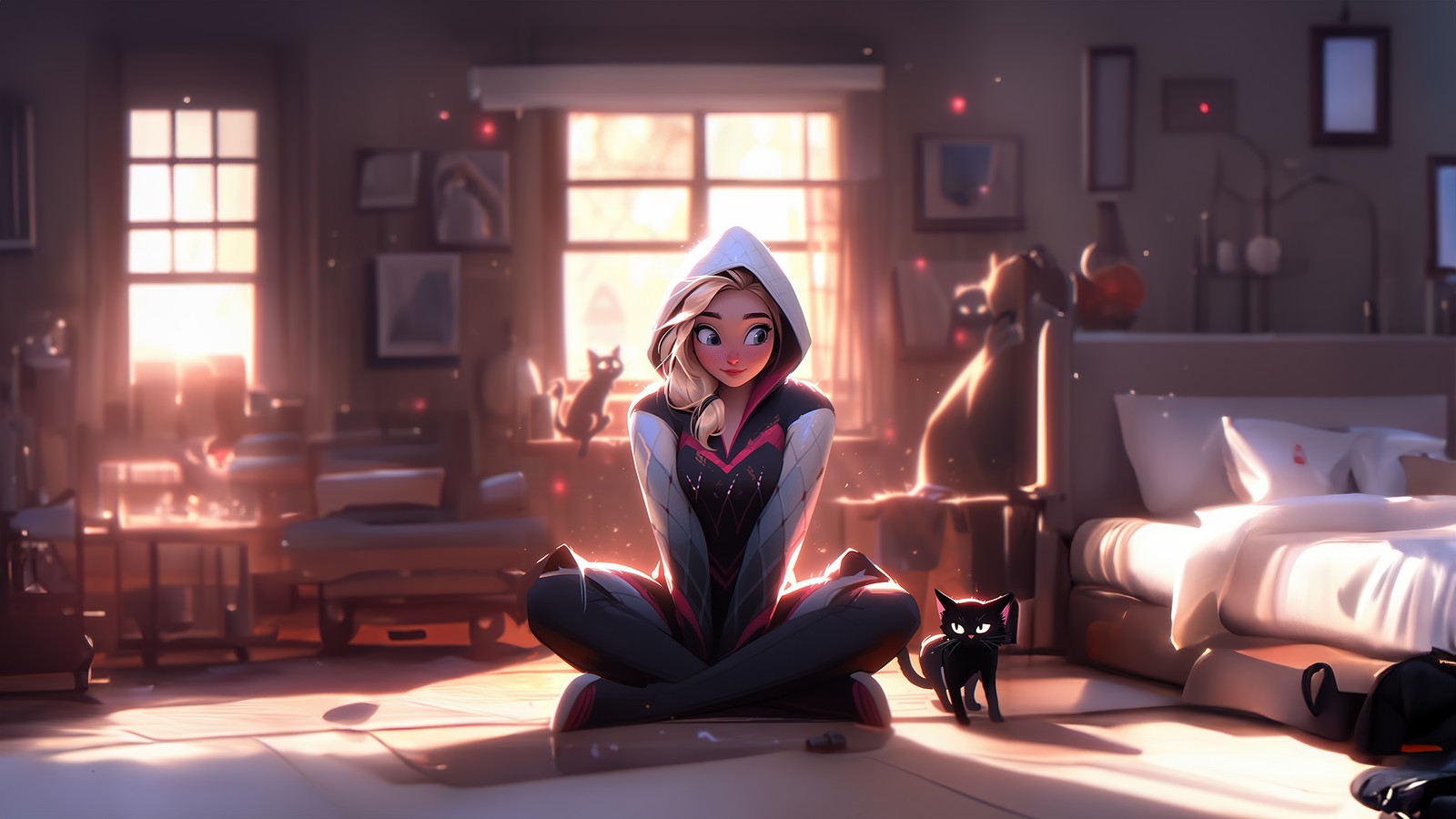 gwen stacy, ai art, spider gwen, marvel superheroes, spider verse wallpaper