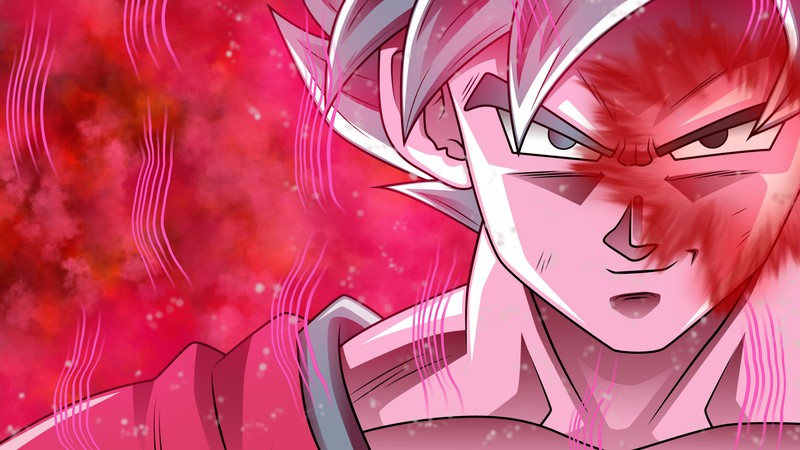 Крупный план мультфильма с розовым гоханом (goku, аниме, anime, мультфильм, графический дизайн)