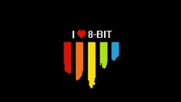 red heart, pixel art, 5k, rainbow colors, black background