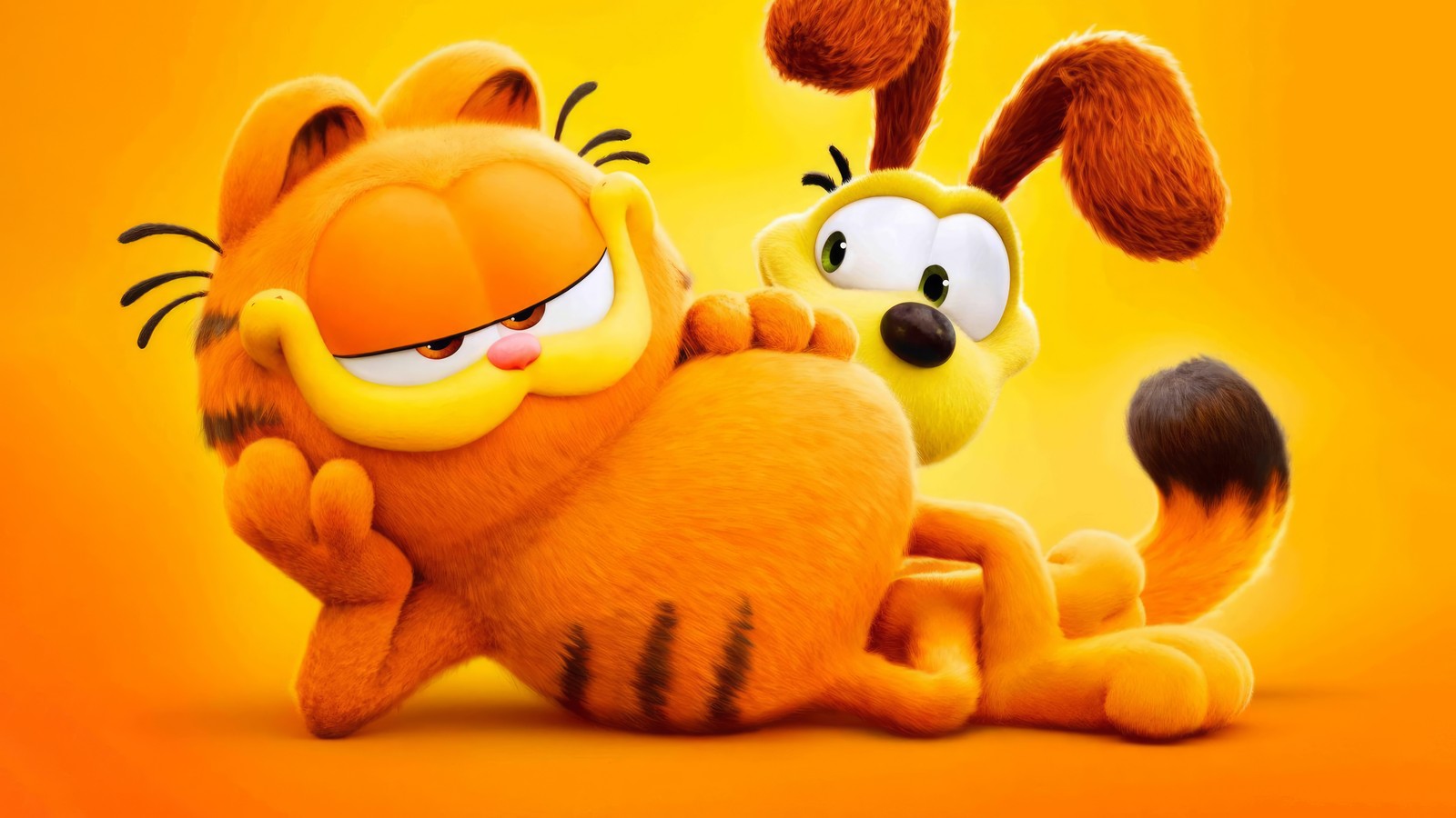 Garfield die katze und der hund umarmen sich (odie, garfield, the)