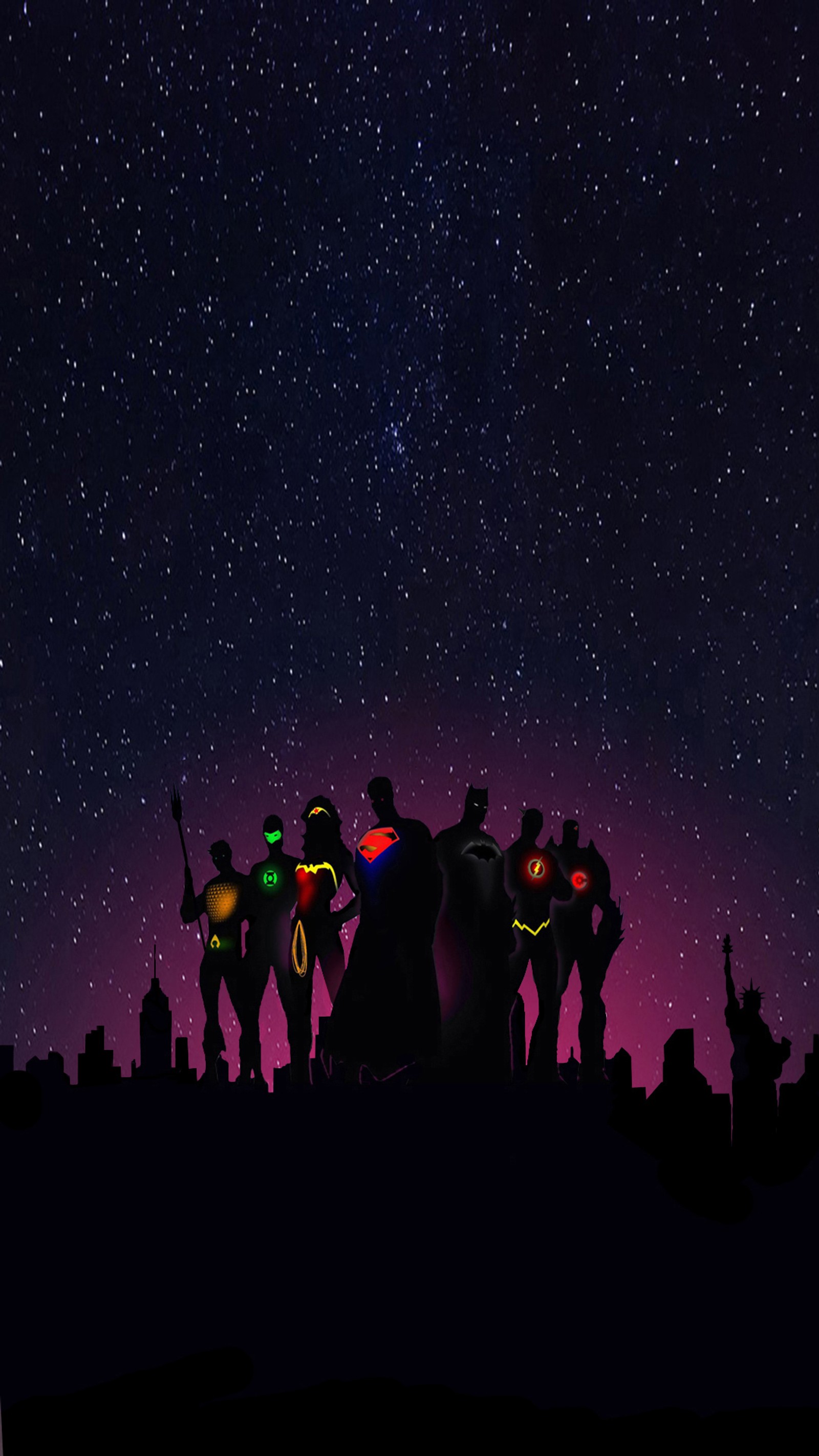 Lade justice league, new york, nacht Hintergrund herunter