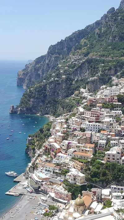 Vue aérienne époustouflante de Positano, Côte Amalfitaine, Italie