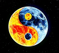 Yin Yang Mond in kosmischer Harmonie