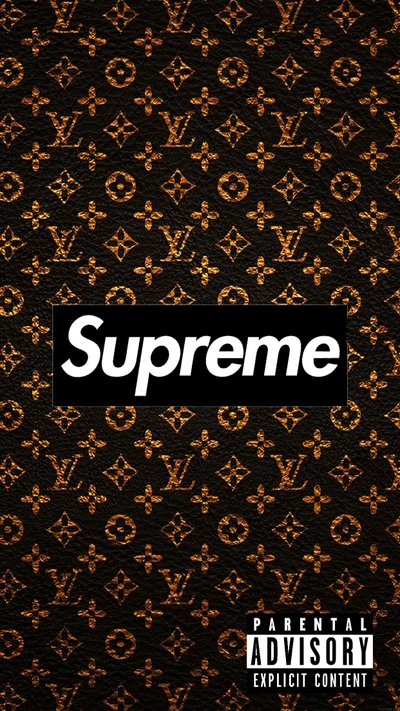 Papel de parede com padrão Supreme x Louis Vuitton