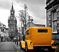 coche, genial, paisaje, naturaleza, vintage