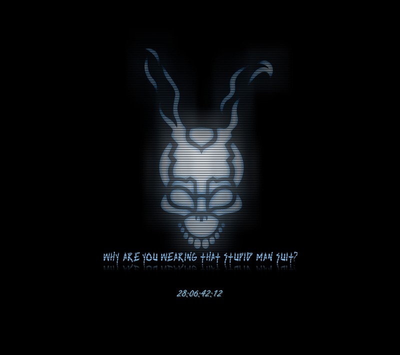 Крупный план головы кролика с цитатой на ней (кролик, donnie darko, фильм, заяц)