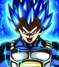 Vegeta in der Super-Saiyajin-Blau-Transformation mit elektrischer Aura