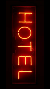 Illuminated Red Neon Hotel Sign