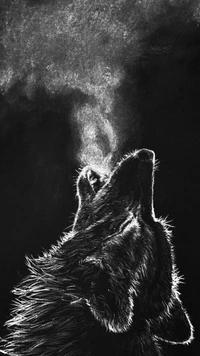 Einsamer Wolf heult den Mond an