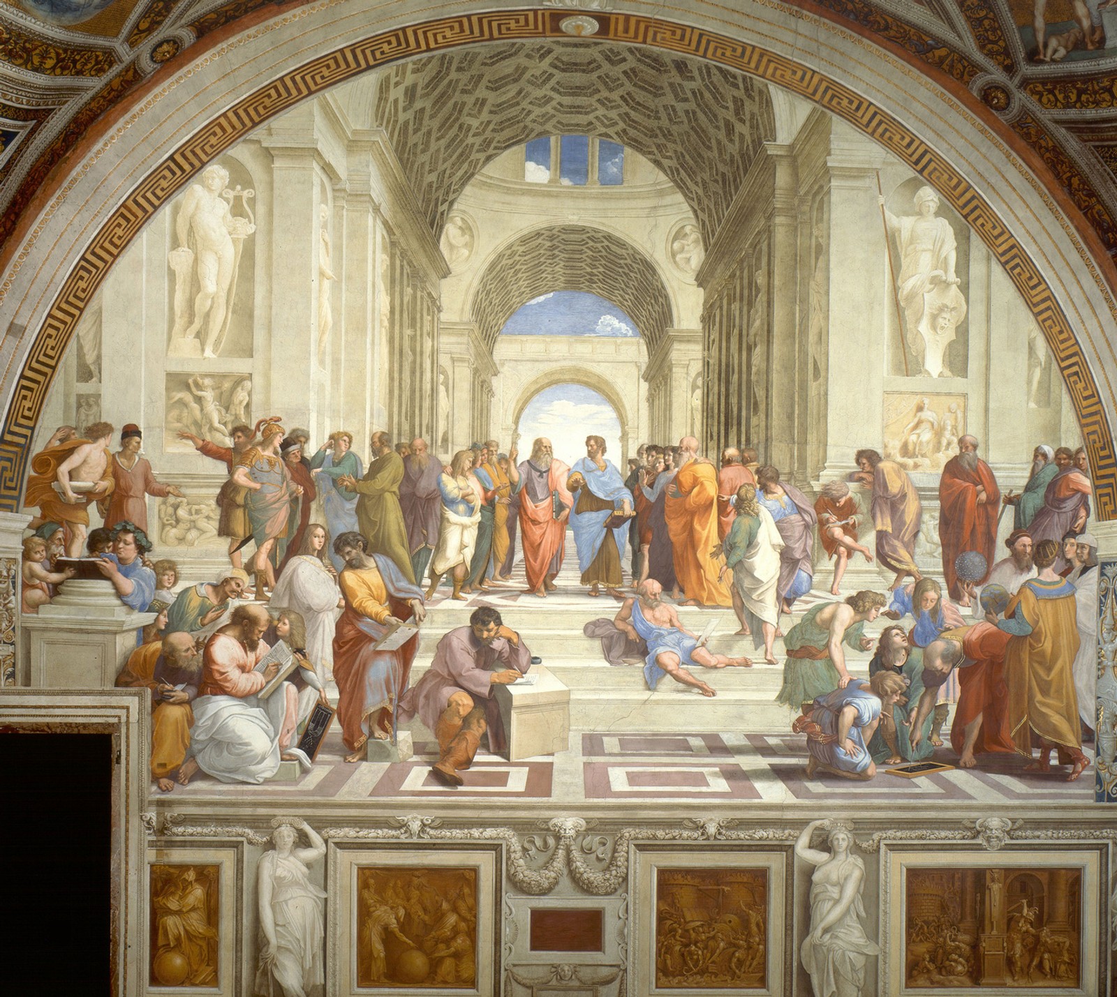 Arafed painting of a school of athens with a group of people (art, athens, fresco, painting, philosophy)