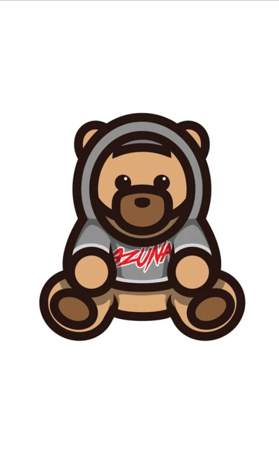 Logo d'ours stylisé représentant un ours en peluche avec un sweat à capuche portant la marque "Ozuna".