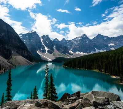 hermoso, lago, paisaje, montañas, naturaleza