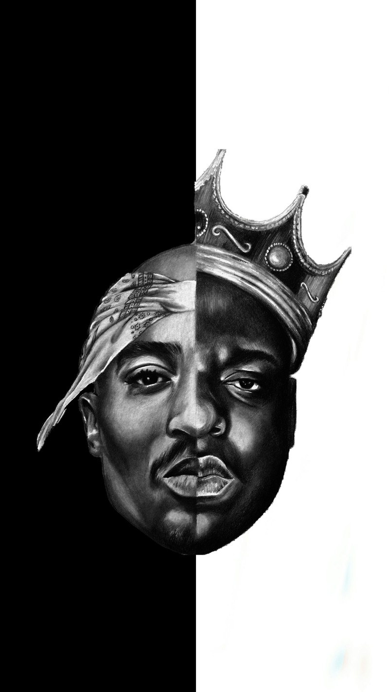 Рисунок человека с короной на голове (2pac, америка, американский, бигги, вдохновение)