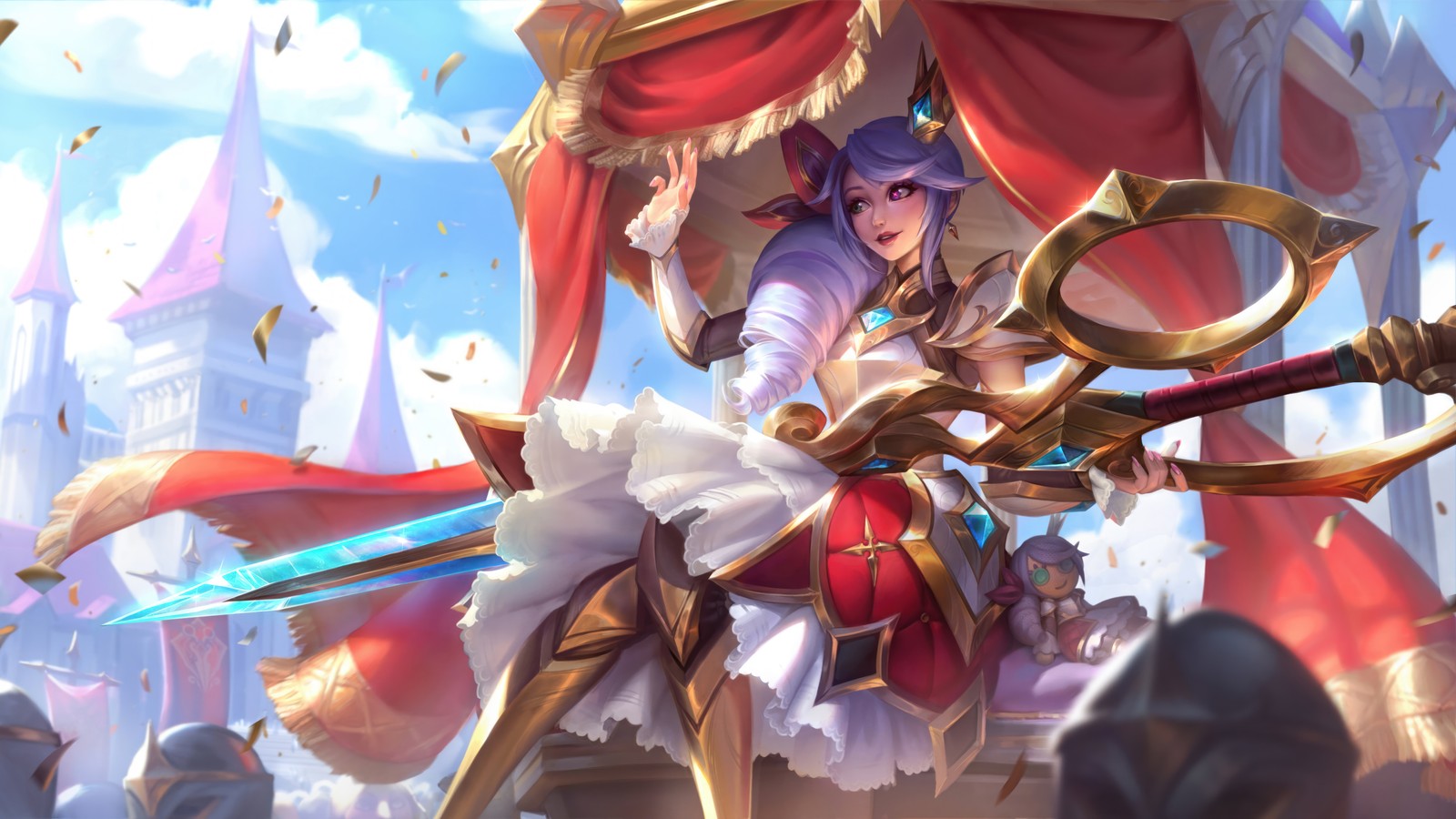 battle queen, gwen, skin, league of legends, video game wallpaper