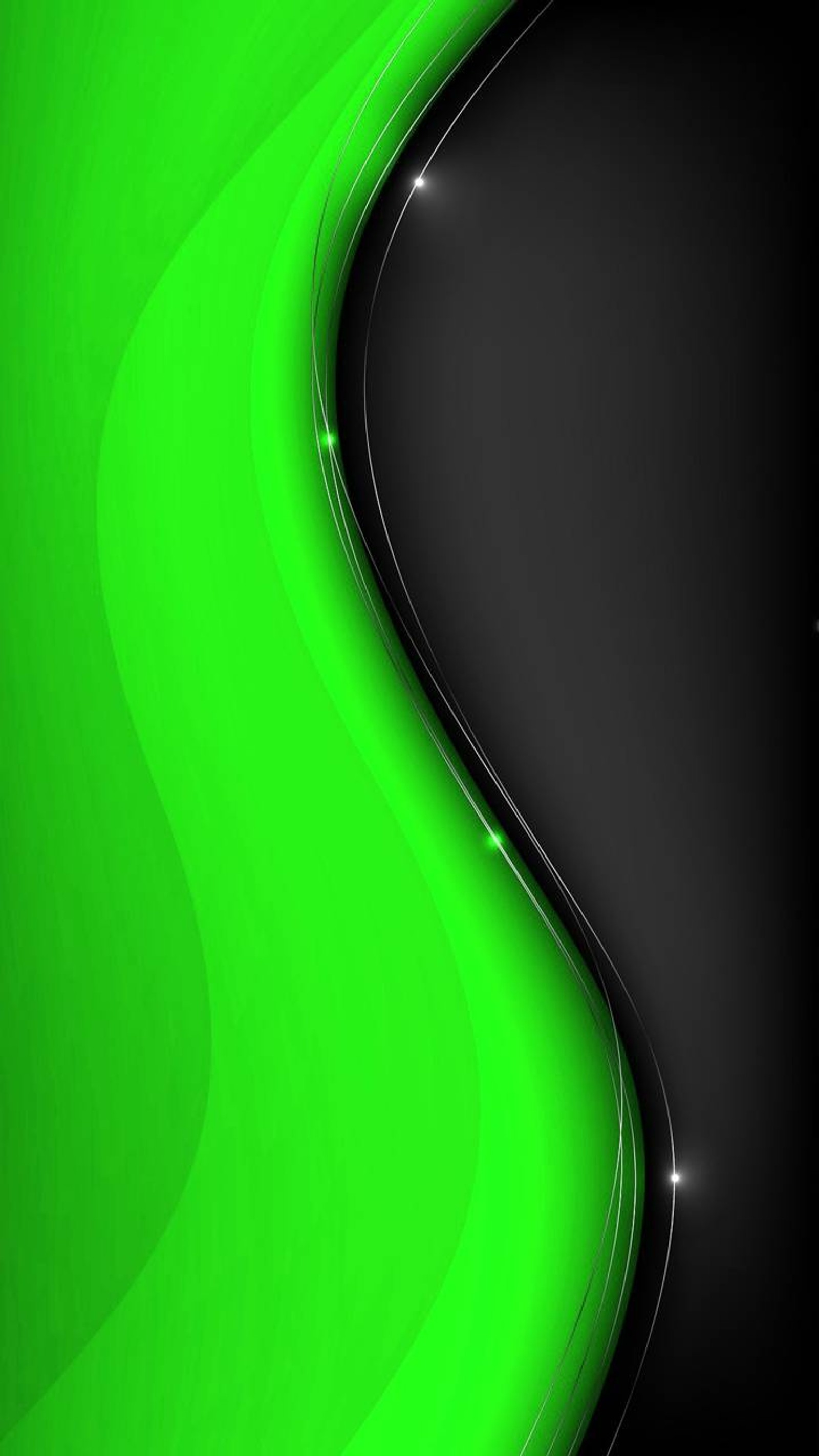 A green and black background with a curved design (galaxy, themes)