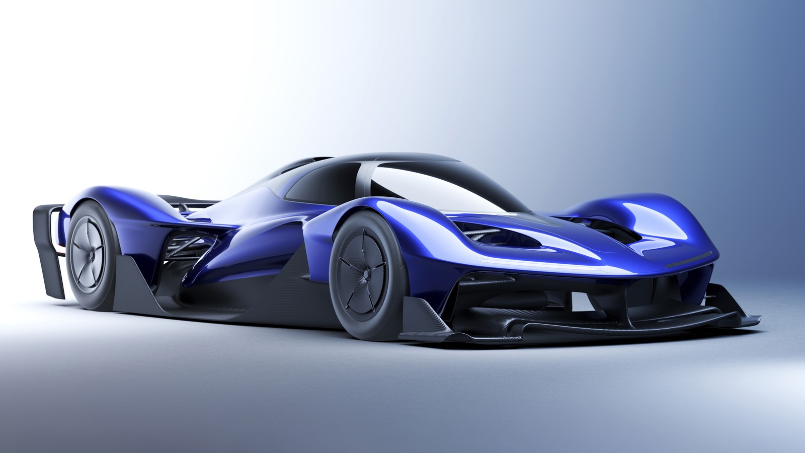 Une voiture de sport bleue est présentée dans un cadre de studio (red bull rb17, 8k, hypercar, 5k, prototype)