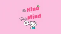 Sé amable con tu mente - Cita inspiradora de Hello Kitty sobre fondo rosa