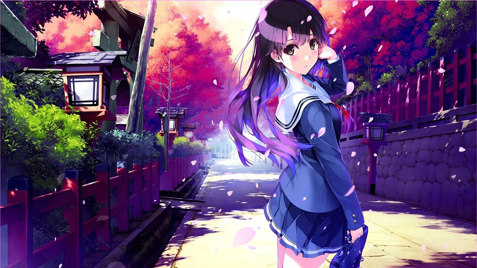 anime, school girls wallpaper