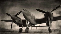 Vintage Black and White Military Aircraft with Propellers