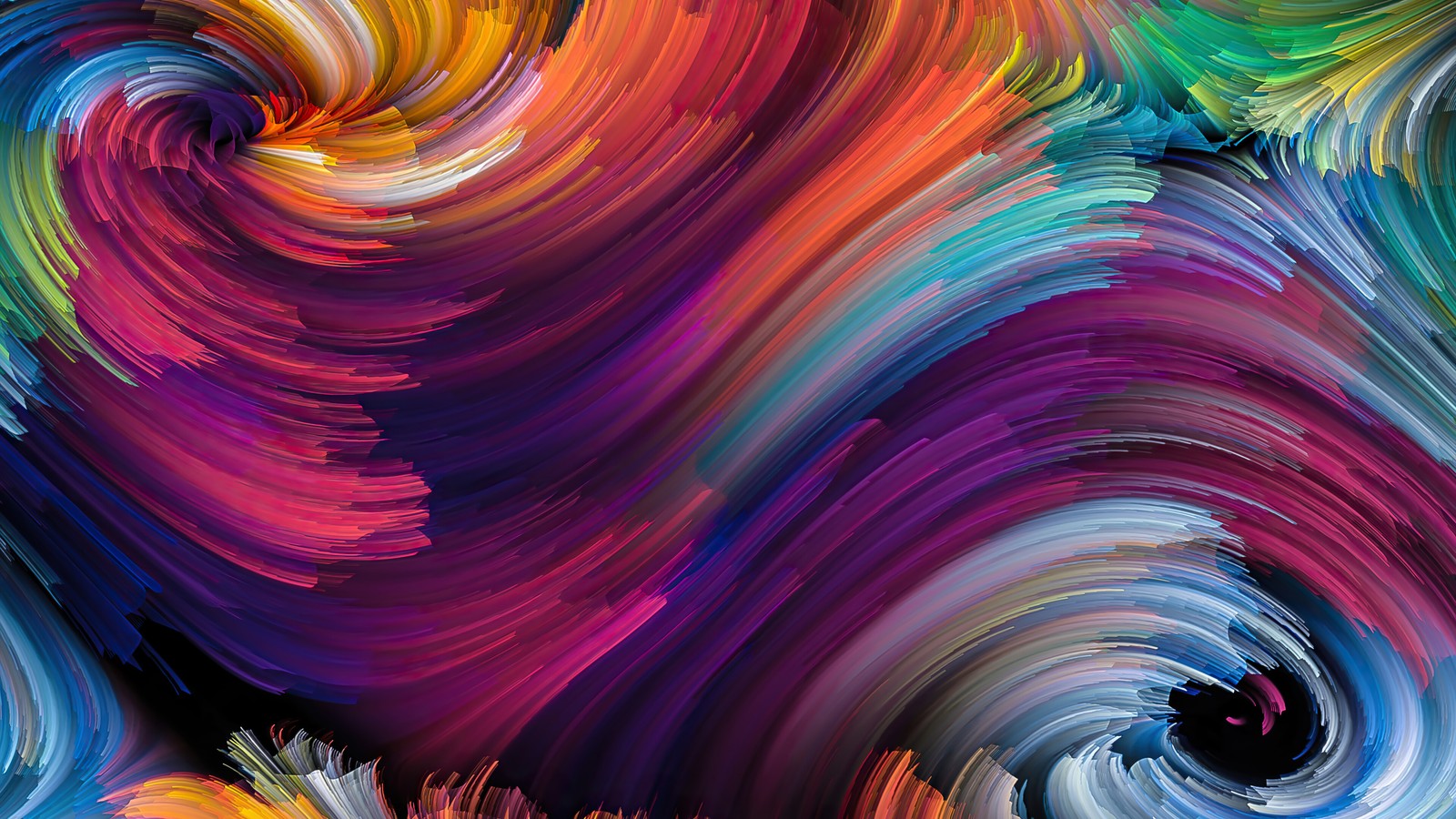 A close up of a colorful painting with a swirl of paint (abstract, swirl, pattern, corolful, digital art)