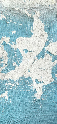 Azure Wall Art: Nature's Gesture on Weathered Blue Surface