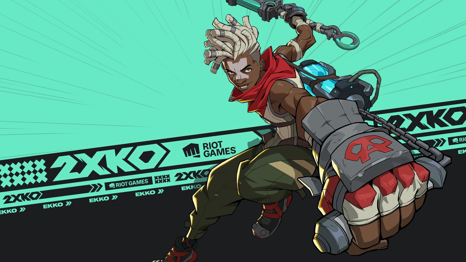 A cartoon image of a man with a gun and a helmet (ekko, 2xko, video game, league of legends, lol)