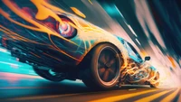 sports car, abstract, digital art wallpaper