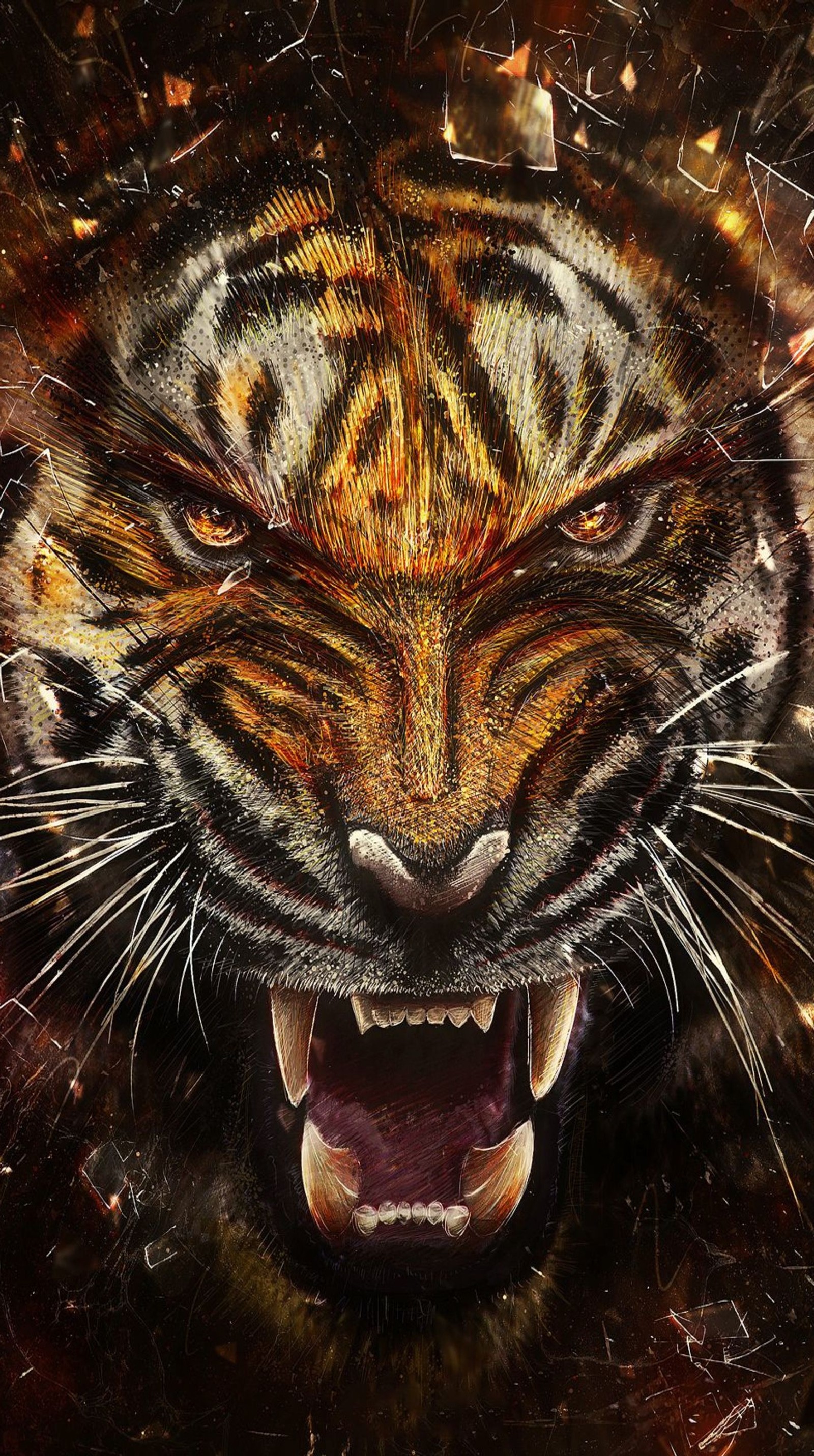 animals, digital, tiger Download Wallpaper