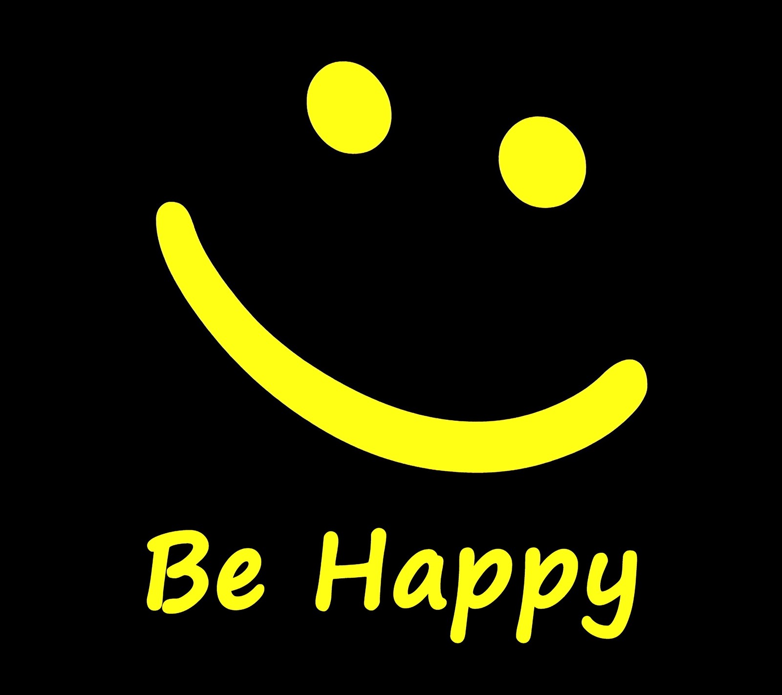 A close up of a smiley face with the words be happy (face, happy, smile)