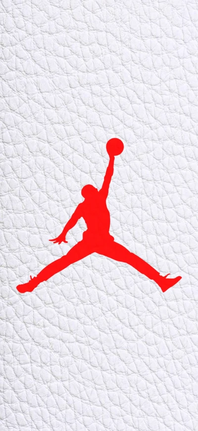 Logo Jumpman : Silhouette iconique d'Air Jordan en rouge vif sur fond blanc