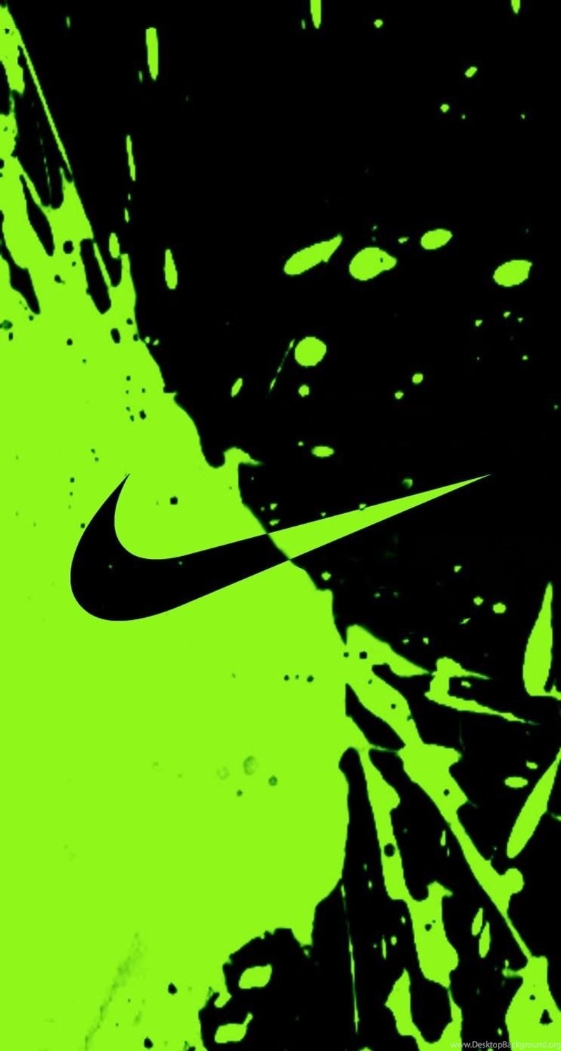 Близкий план зеленого и черного фона с черно-белым логотипом nike (зелёный, nike)