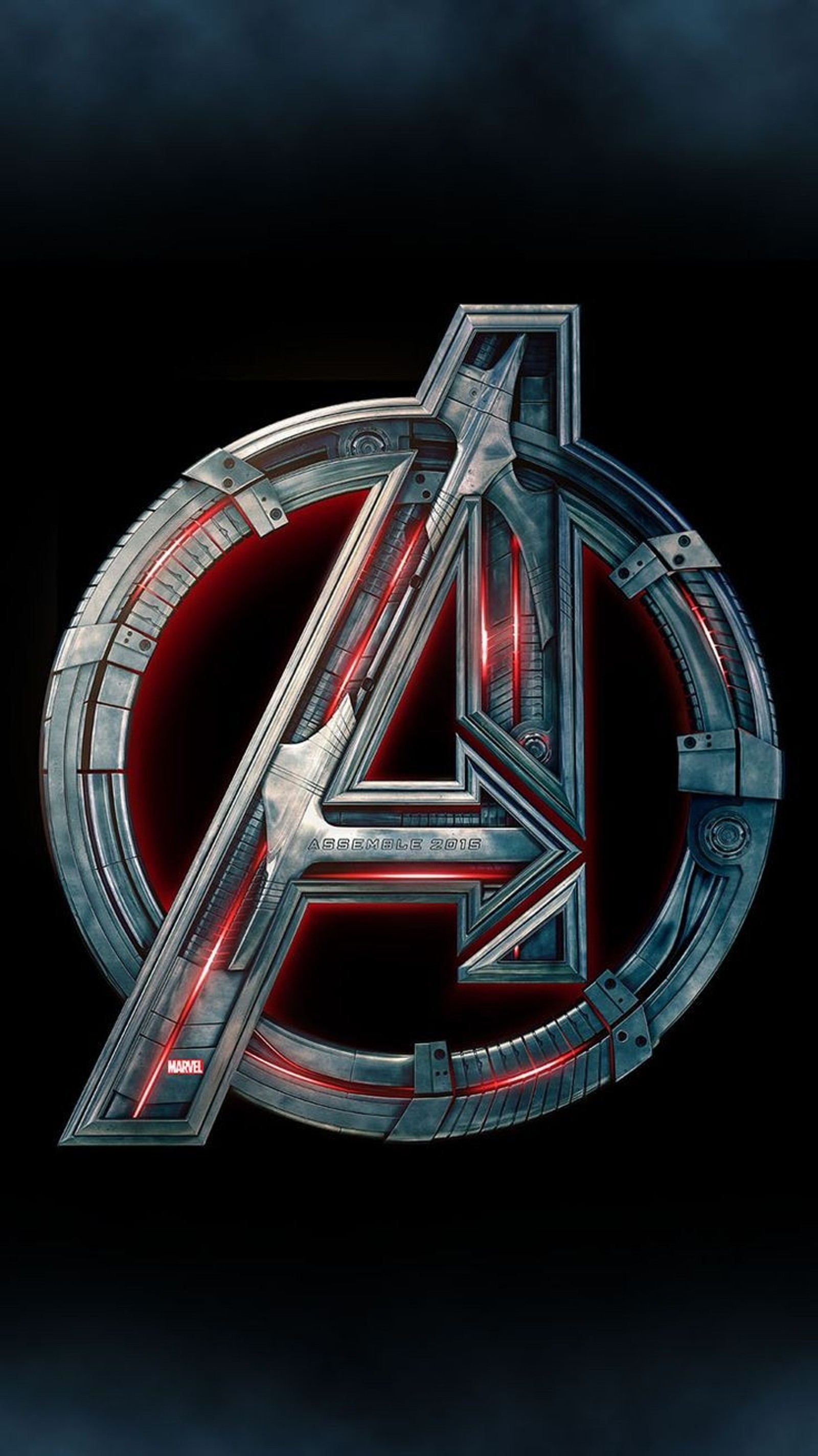 Logo de los vengadores con luz roja saliendo de él (vengadores, avengers, logotipo, marvel, medalla)