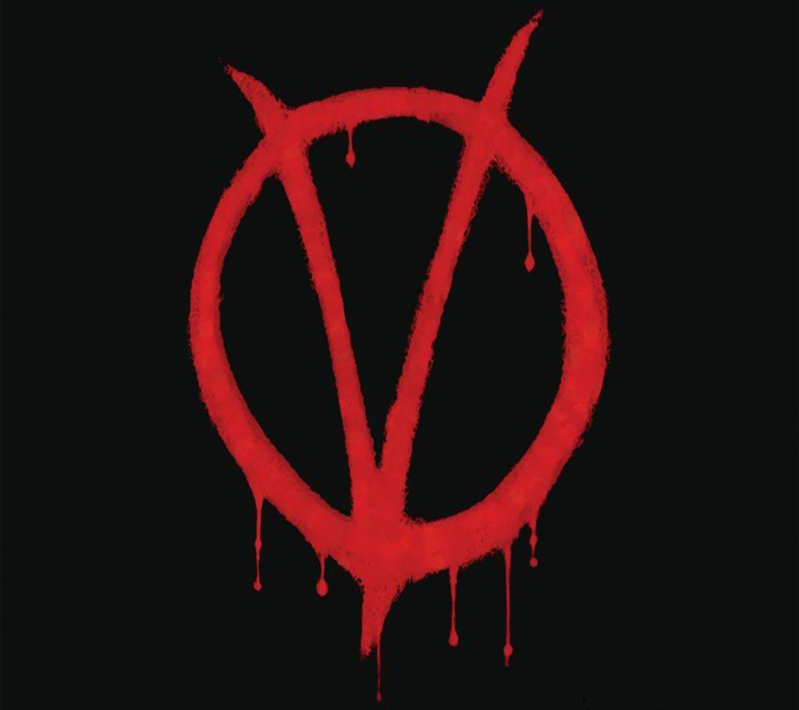 A red v logo with blood dripping down it (logo, vendetta)