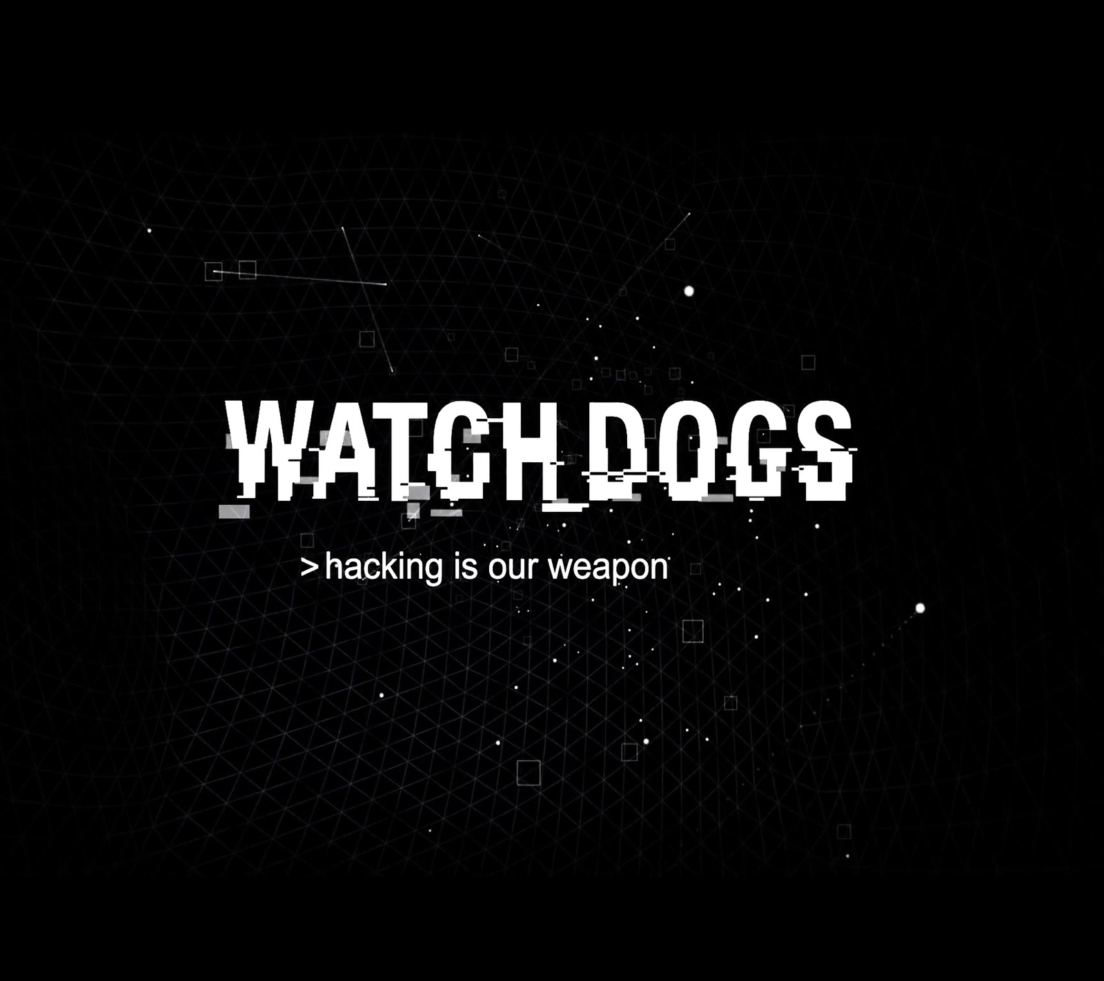 Um close de um fundo preto com o texto que diz 'watch dogs'. (aiden, cães, jogo, logotipo, números)