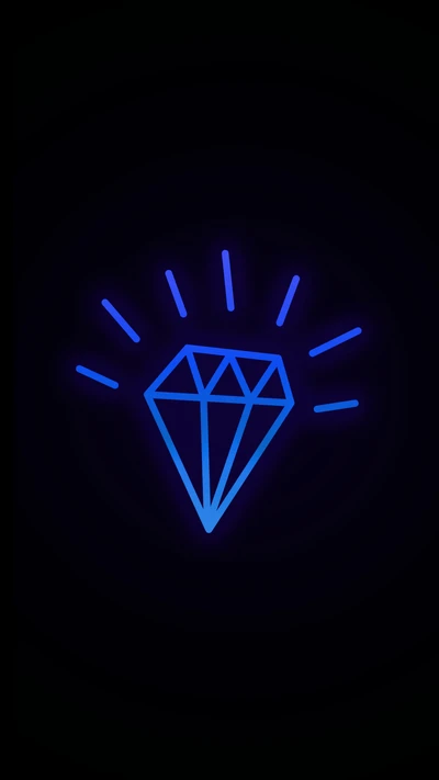 Glowing Blue Neon Diamond Artwork