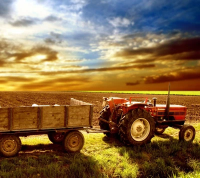 granja, campo, tractor