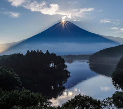 Sunrise Over Serene Lake and Majestic Mountain