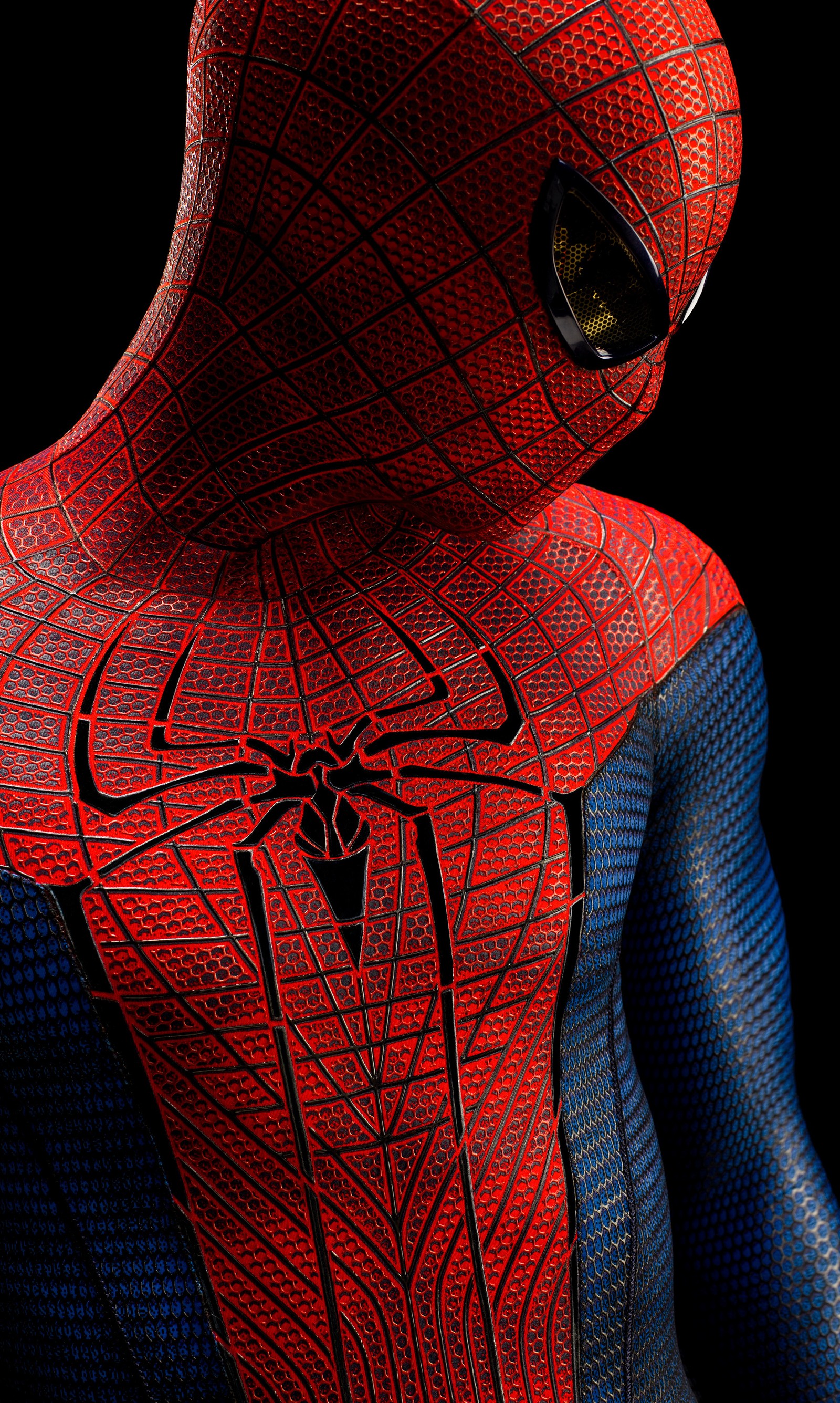 Spider-man dans un costume rouge et bleu sur fond noir (avengers, fantaisie, hulk, marvel, spider man)