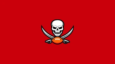 tampa bay buccaneers, minimal logo, red background, nfl team, american football team