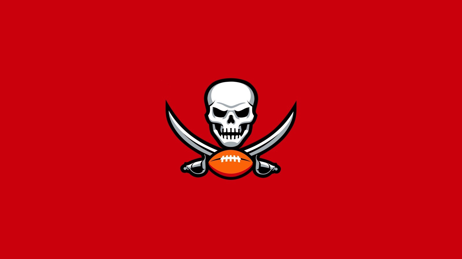 Череп и мечи с сердцем на красном фоне (тампа бэй буканирс, tampa bay buccaneers, минималистичный логотип, красный фон, команда нфл)