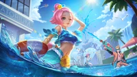 angela, summer vibes, skin, mobile legends, bang bang wallpaper