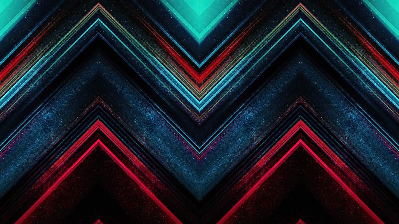 Um close de um padrão de chevron com luzes vermelhas e azuis (abstrato, colorido, arte digital)