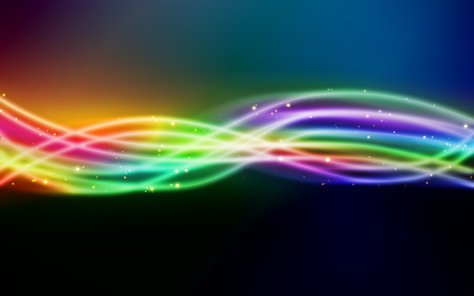 A colorful background with a wave of light and stars (rainbow, light, line, special effects, circle)