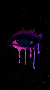 Celestial Eye: Drips of Cosmic Fluid in Violet and Pink