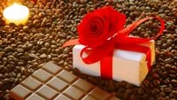 Délices romantiques : Cadeau de chocolat avec une rose