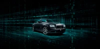 2020 Rolls Royce Wraith Collection Kryptos : Une voiture de luxe noire élégante dans un environnement numérique futuriste