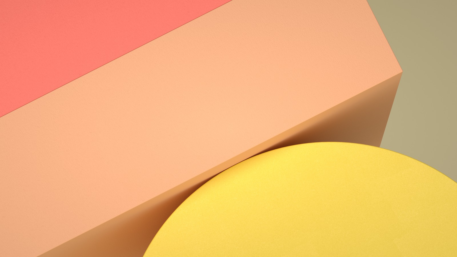 There is a yellow object sitting on top of a pink and yellow box (geometric, 3d, illustration, pastel background, 3d shapes)