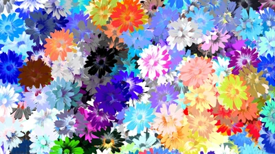 Vibrant Floral Pattern: A Kaleidoscope of Colorful Flowers and Petals.