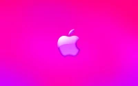 Logo de Apple en magenta vibrante sobre fondo degradado rosa y púrpura